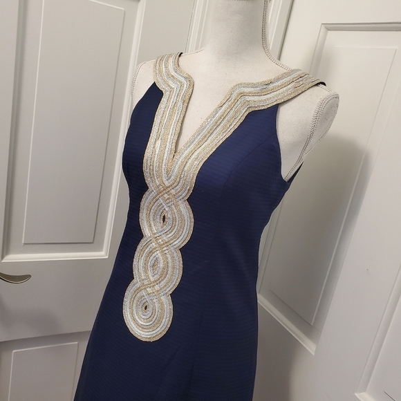 Lilly Pulitzer Valli Navy Shift Dress Size 0, Classic, formal, 100% Cott… - Picture 3 of 14